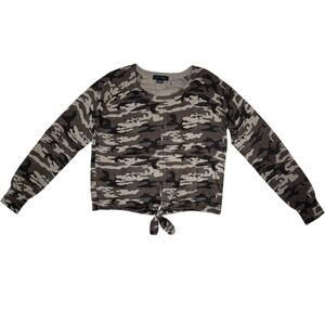 Sanctuary Anthropologie Camo Print Long Sleeve Knit Top Pullover Shirt Size XS